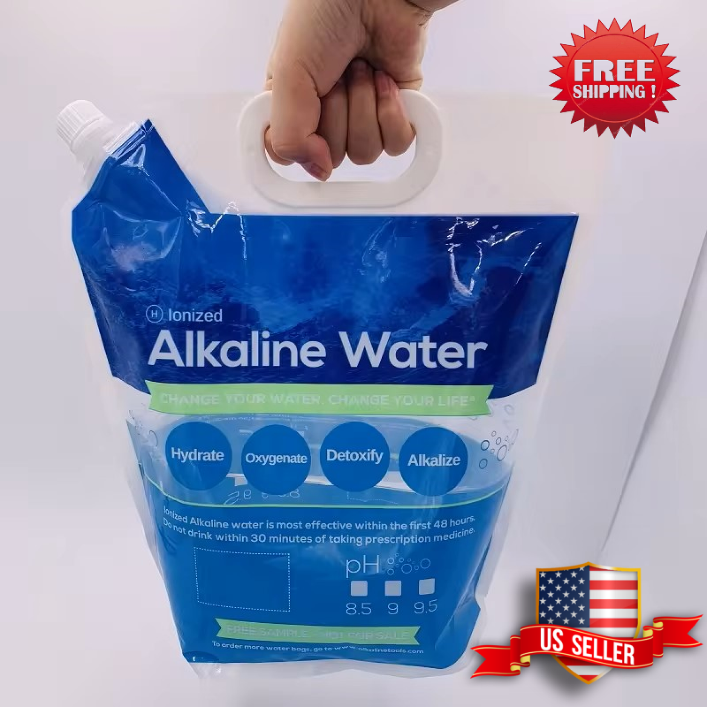 4-Pack Foldable Water Bags for Fresh Alkaline Water – BPA-Free, Food-Safe, Reusable & Portable – Perfect for Home Alkaline Water Systems, Refrigerator Storage & Daily Hydration
