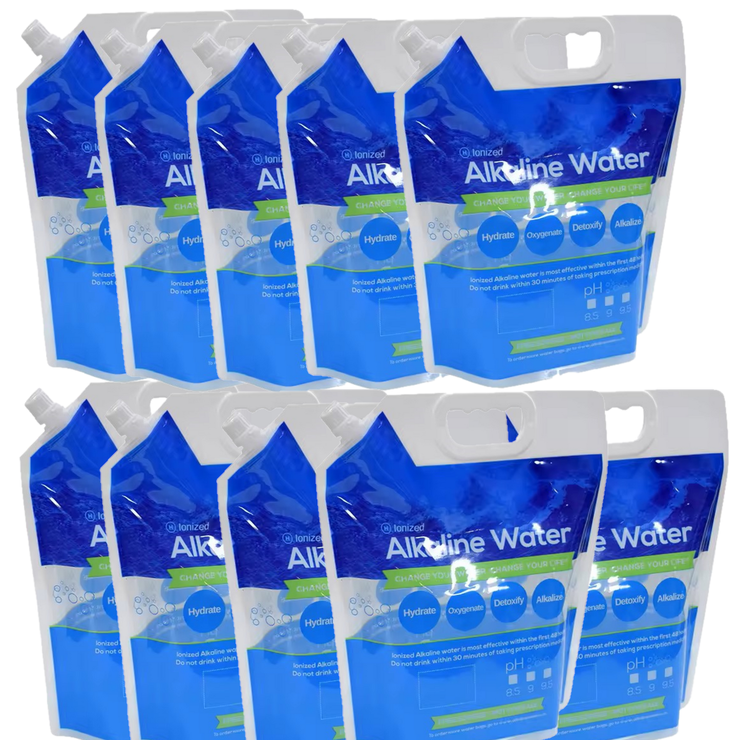 4-Pack Foldable Water Bags for Fresh Alkaline Water – BPA-Free, Food-Safe, Reusable & Portable – Perfect for Home Alkaline Water Systems, Refrigerator Storage & Daily Hydration