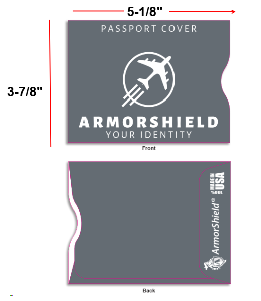 ArmorShield Your Identity Passport Covers -  Two (2) GRAY - TYVEK RFID Blocking