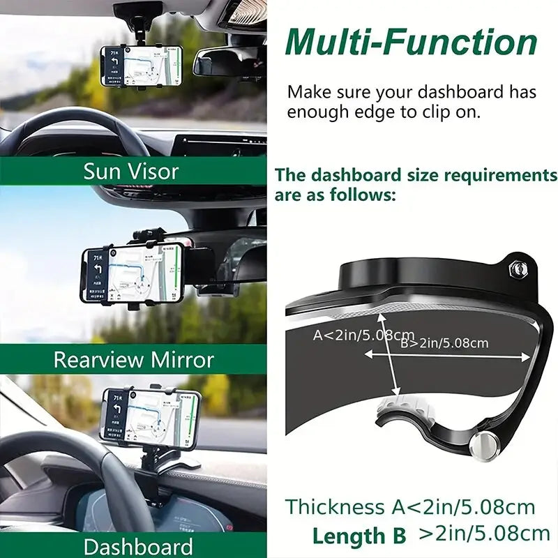 Car Accessories : 2 Car Phone Holders Mount, 360 Degrees Rotation - UPGRADE Clip with Stronger non-slip grip