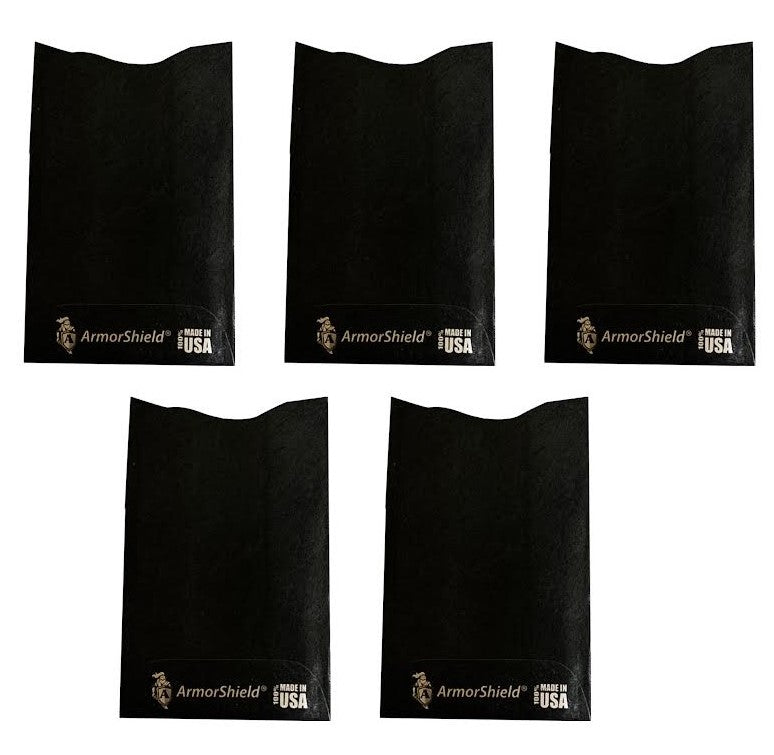 5x BLACK - TYVEK RFID Blocking Credit Card  Sleeves -  ArmorShield Your Identity