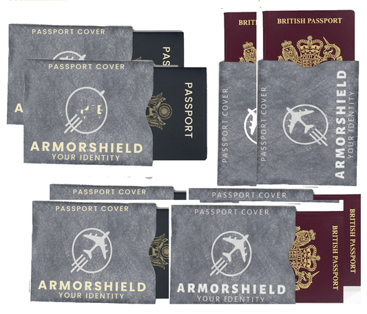 Global Travel Protection Set – RFID Blocking 8 Passport  Sleeves – Slim, Waterproof, Tearproof, Identity Theft Protection, Made in USA
