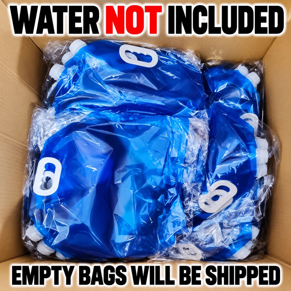 5L Collapsible Emergency Water Storage Bags, Blue, 30-Pack