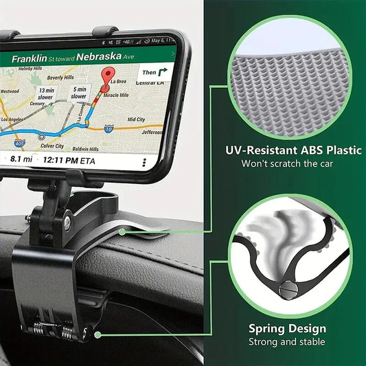 Car Accessories : 2 Car Phone Holders Mount, 360 Degrees Rotation - UPGRADE Clip with Stronger non-slip grip
