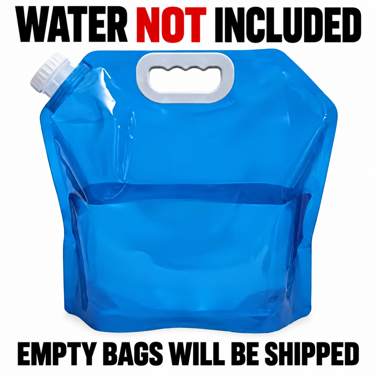 5L Collapsible Emergency Water Storage Bags, Blue, 10-Pack