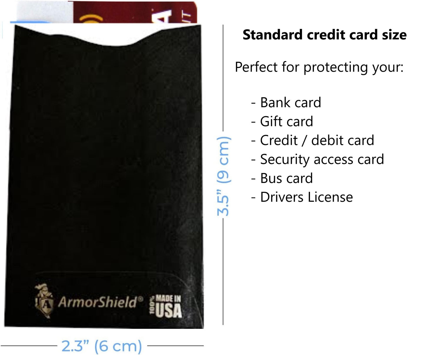 5x BLACK - TYVEK RFID Blocking Credit Card  Sleeves -  ArmorShield Your Identity