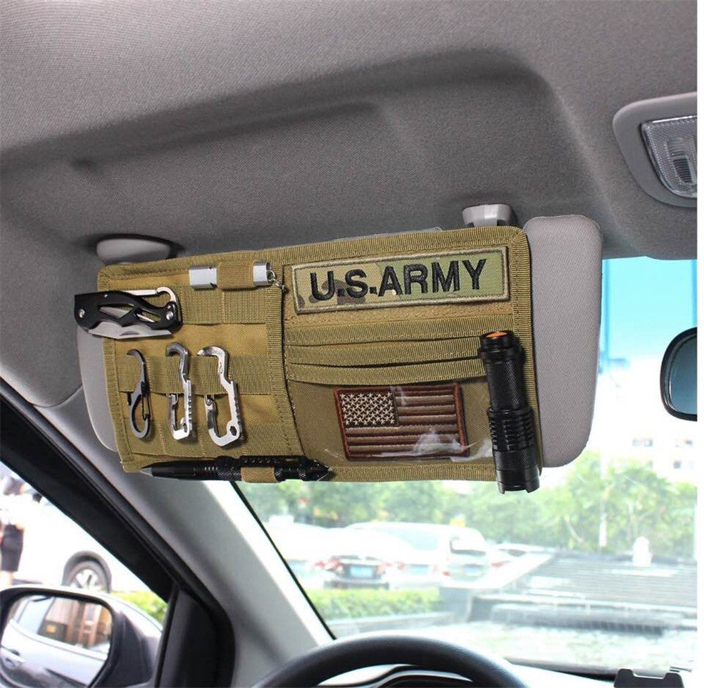 Car Accessories 2 Pc Bundle:  Molle Visor Panel and Phone Holder