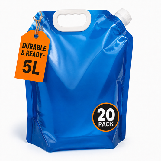 5L Collapsible Emergency Water Storage Bags, Blue, 20-Pack